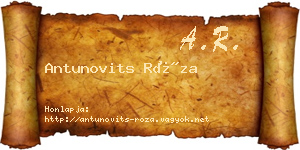 Antunovits Róza névjegykártya